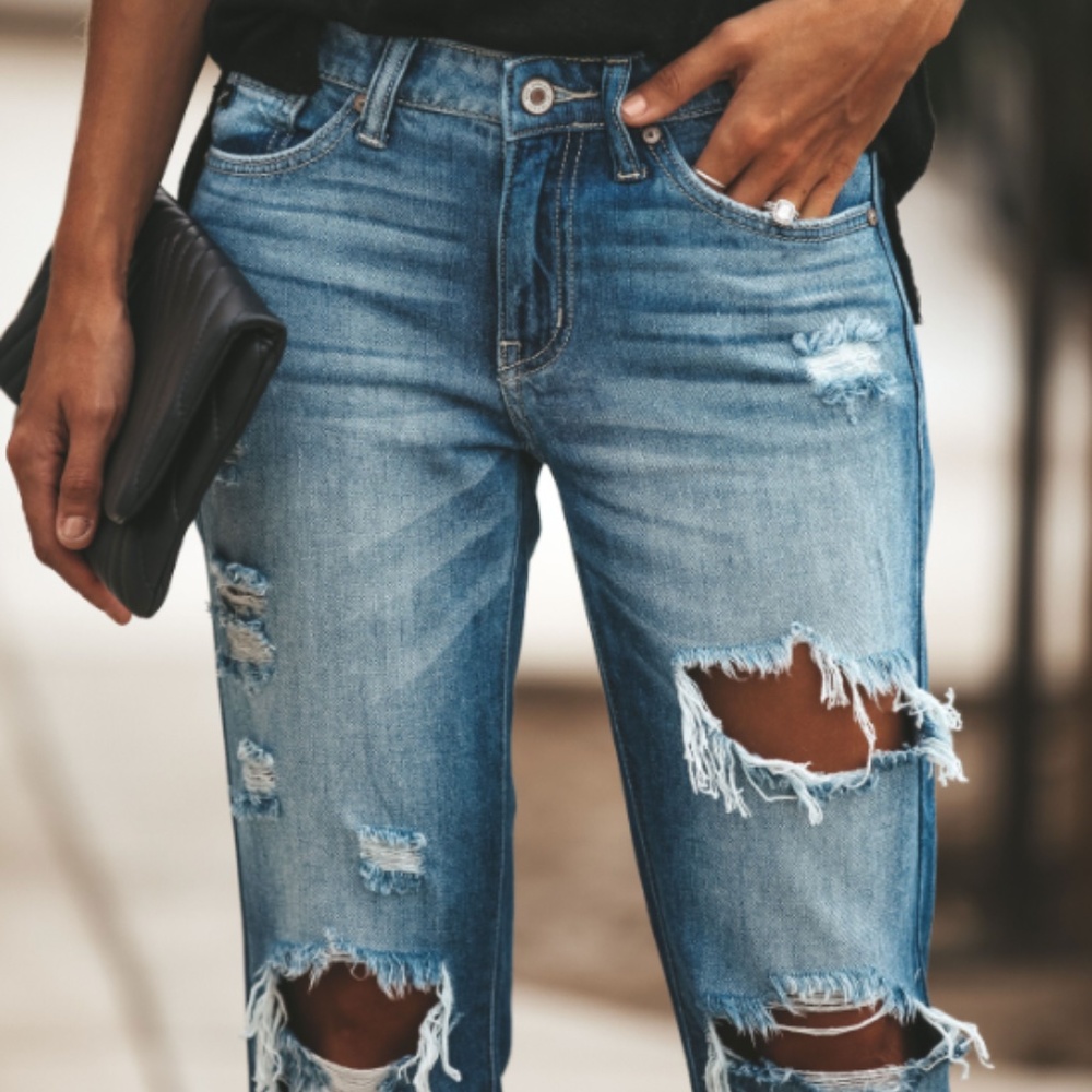 Kancan Mid Rise Boyfriend Fit Denim KC8281M - Picture 2 of 6